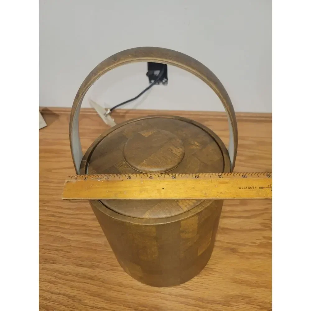 Vintage Ice Bucket Brown Vinyl 60s 70s Retro Vintage Barware Masculine